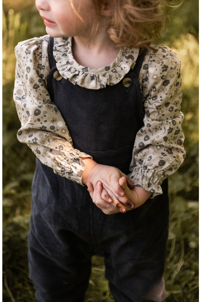 Ruffle Long Sleeve Organic Cotton Bodysuit, Alternate, color, FORGET-ME-NOT