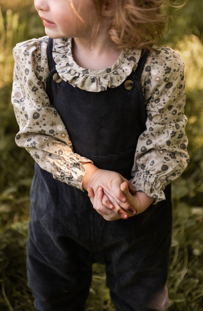 Pehr Ruffle Long Sleeve Organic Cotton Bodysuit, Alternate, color, Forget-Me-Not