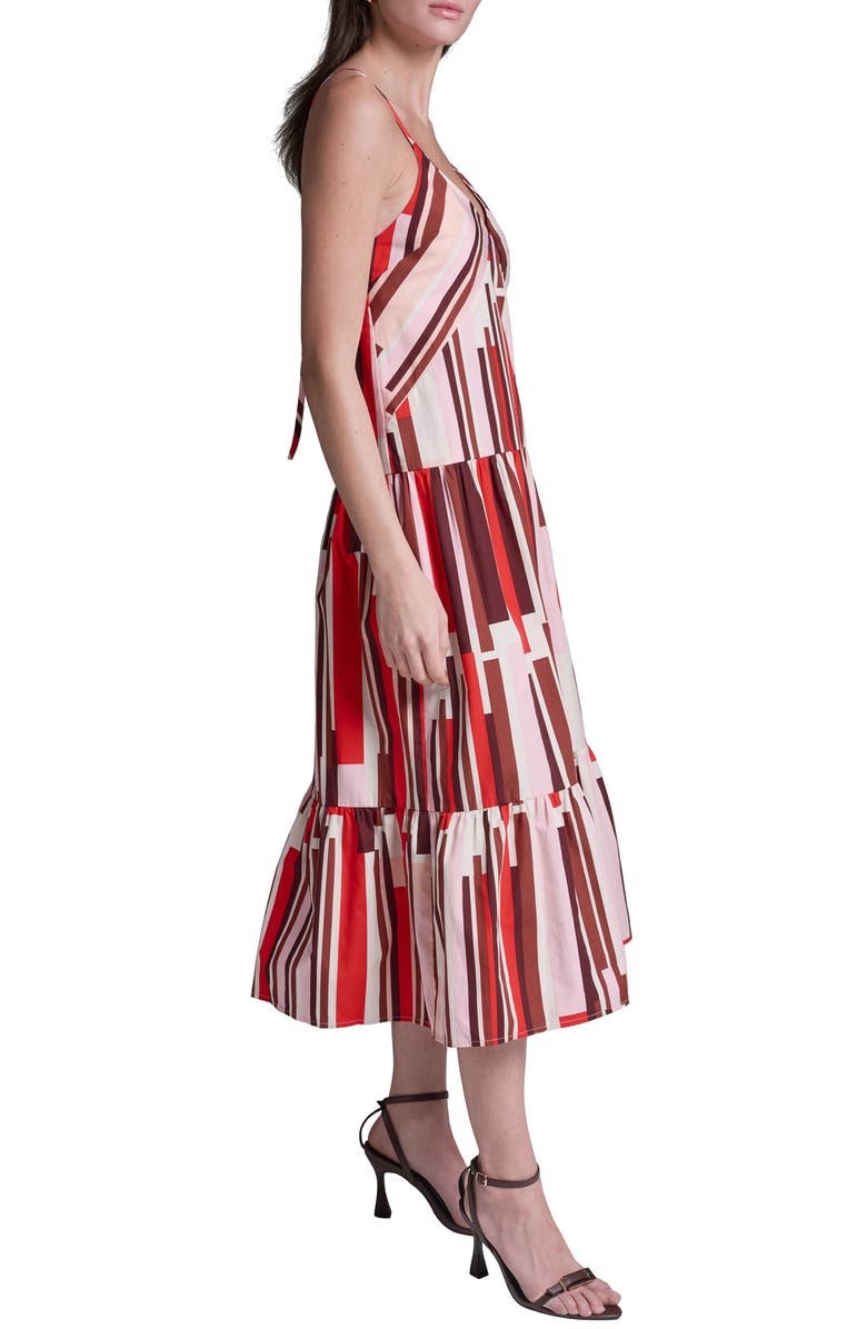 BCBG Stripe Cotton Maxi Dress, Alternate, color, Rouge Amour Multi