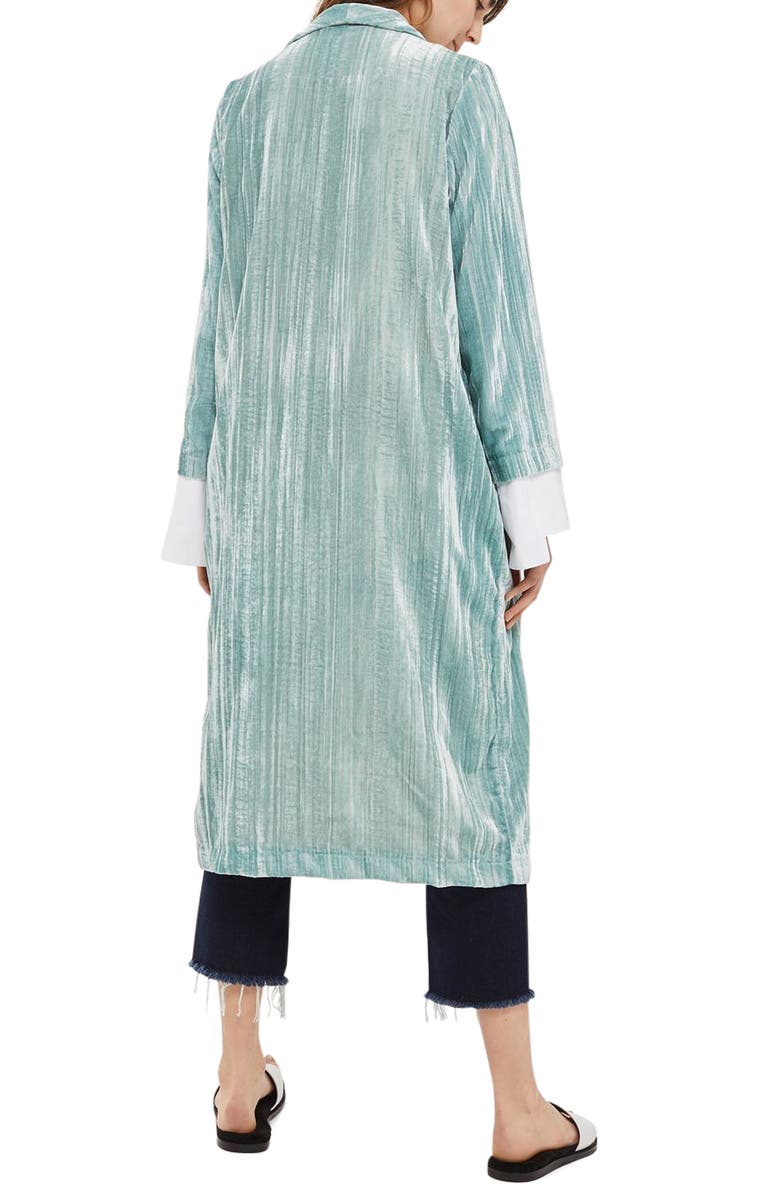 Topshop Velvet Duster Coat, Alternate, color,