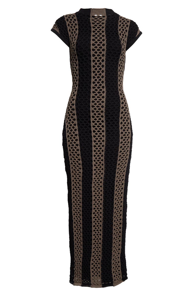 Diotima Neale Stripe Open Knit Cotton Blend Sweater Dress, Alternate, color, Slate