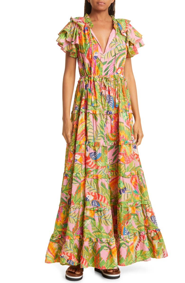 FARM Rio Macaw Print Cotton Maxi Dress, Main, color,
