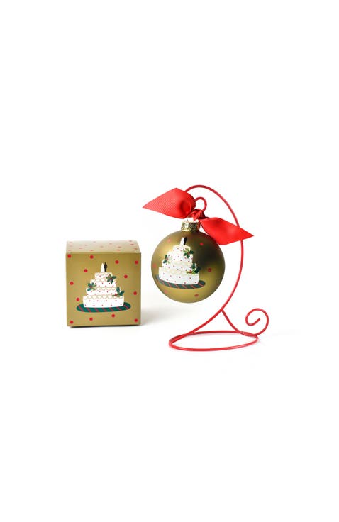 Our First Christmas as Mr. & Mrs. Wedding Cake Glass Ornament with Stand