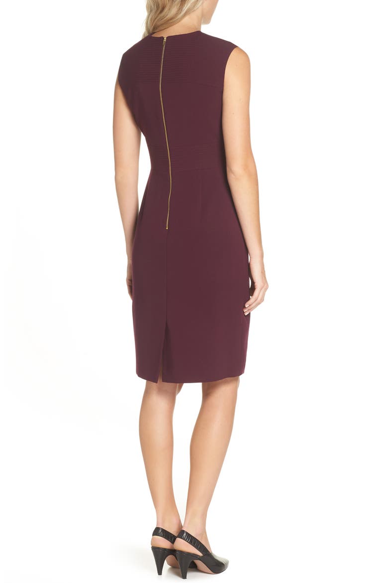 Star Neckline Crepe Sheath Dress, Alternate, color, BLACK CHERRY