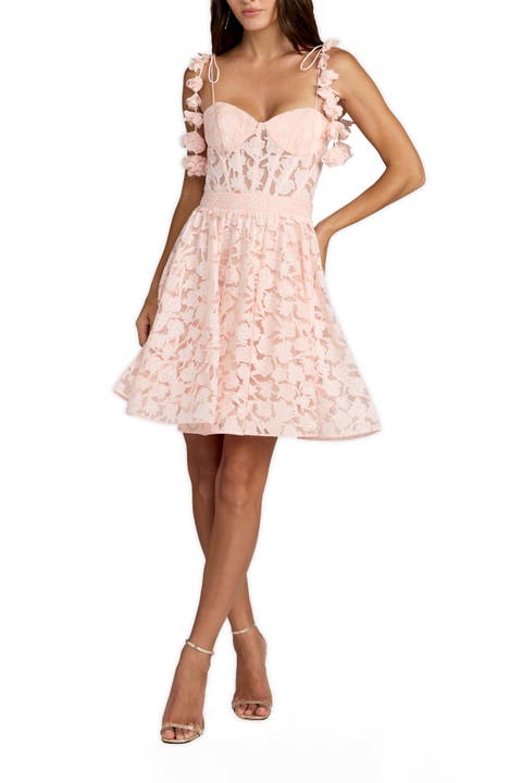 Floral Bustier Sweetheart Neck Ruffle Mini Dress