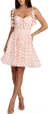 Mac Duggal Floral Bustier Sweetheart Neck Ruffle Mini Dress
