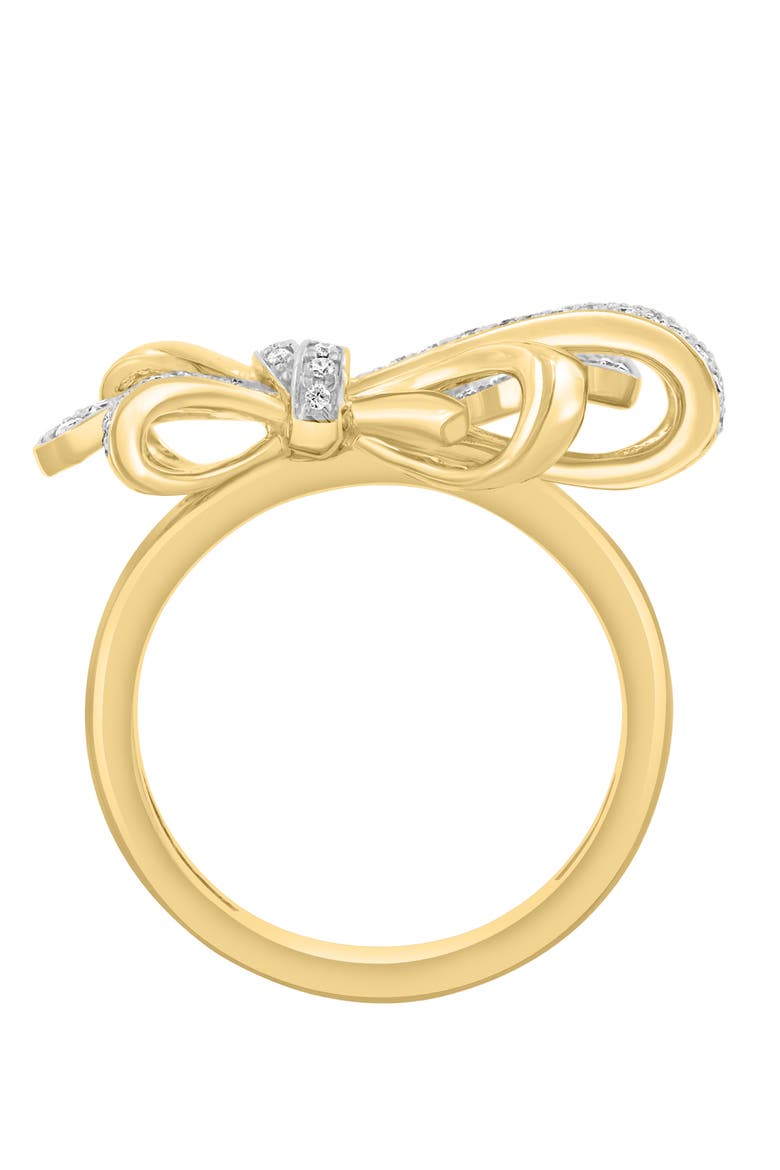14K White & Yellow Gold Diamond Ribbon Bow Ring, Alternate, color, 14K Gold