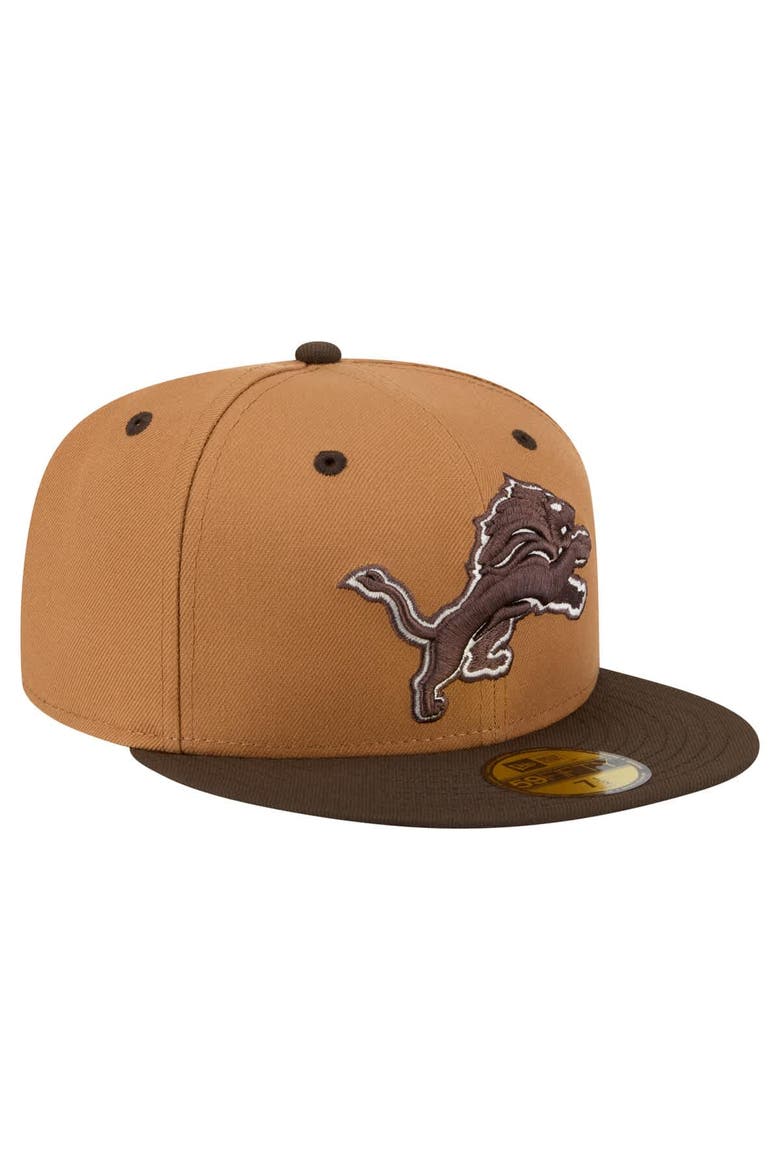 Men's New Era  Light Brown/Dark Brown Detroit Lions Two-Tone Walnut 59FIFTY Fitted Hat, Alternate, color, Light Brown