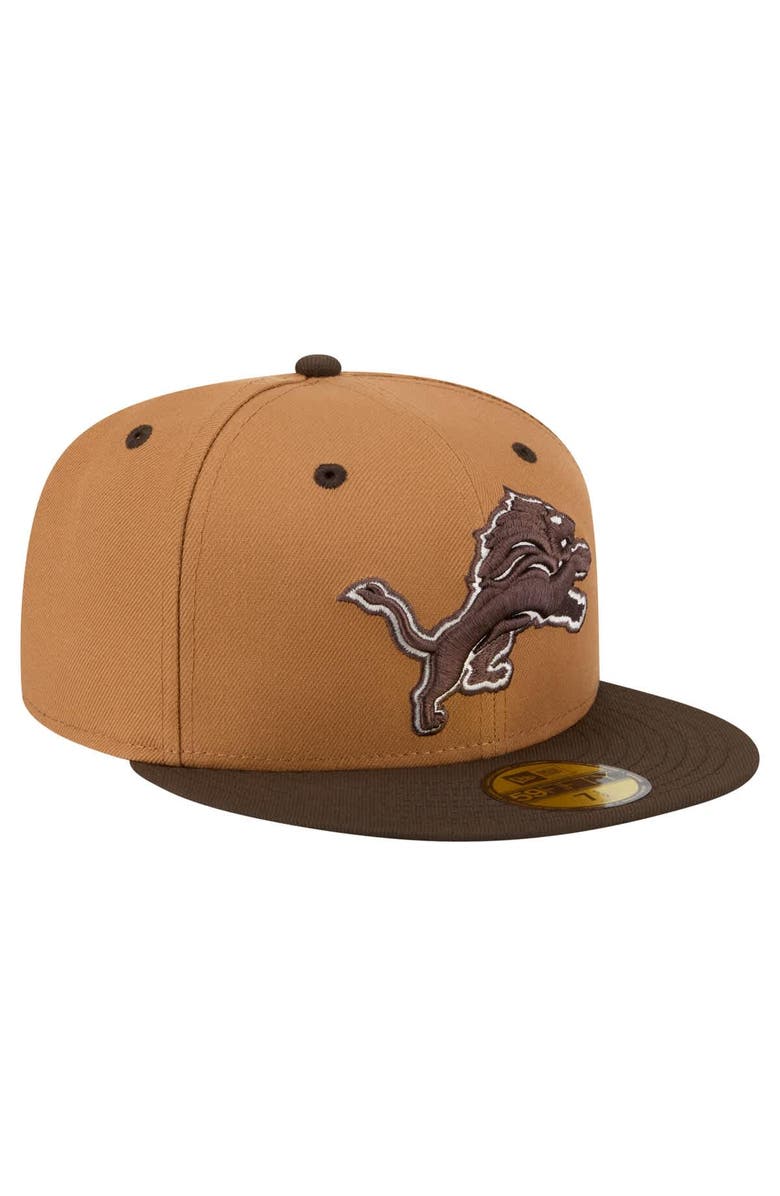 New Era Men's New Era  Light Brown/Dark Brown Detroit Lions Two-Tone Walnut 59FIFTY Fitted Hat, Alternate, color, Light Brown