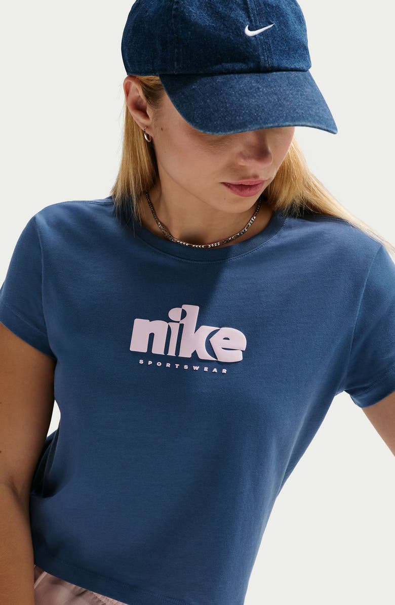 Nike Sportswear Club T-Shirt, Alternate, color, Mystic Navy/ Pink Foam