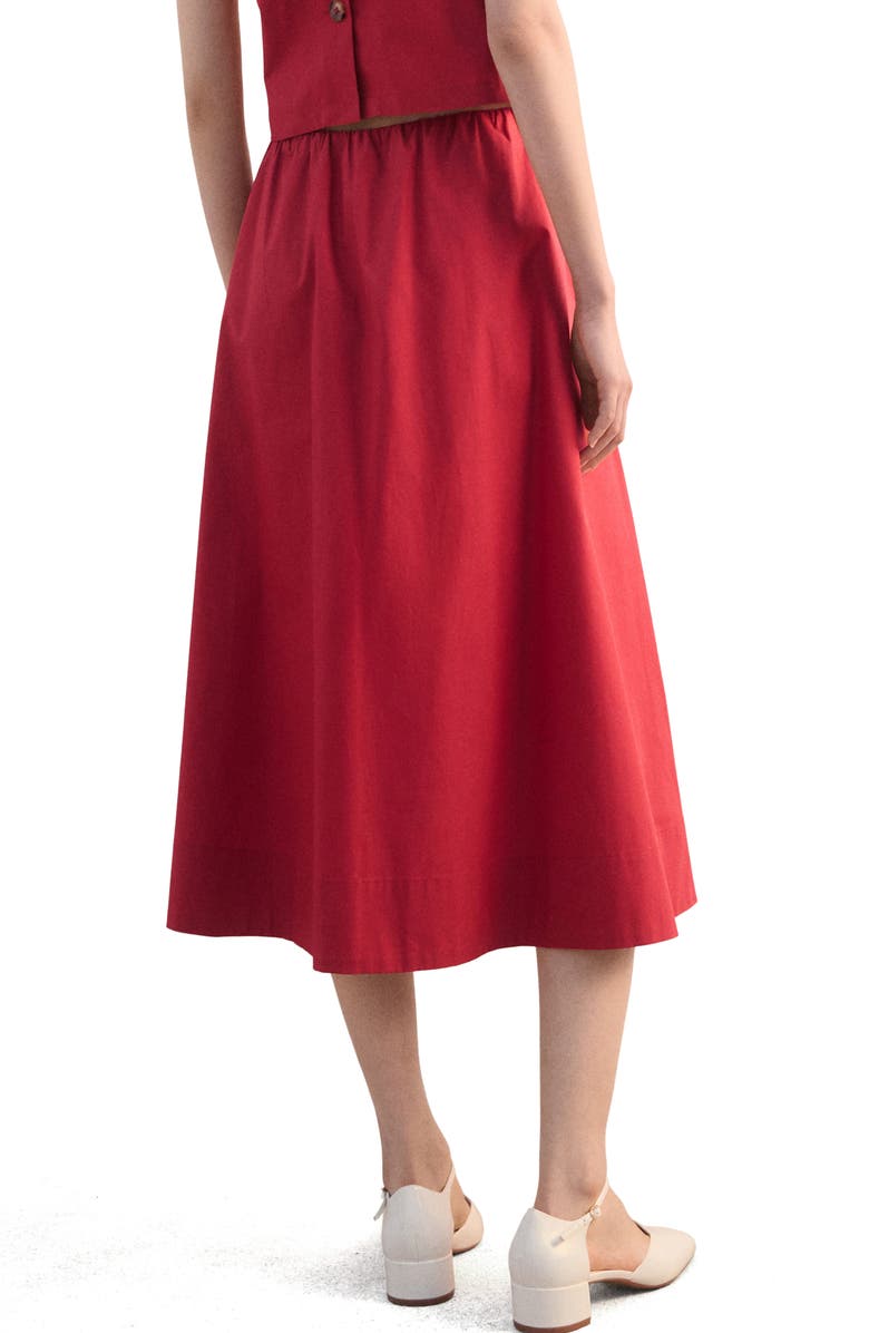 MANGO Cotton Midi Skirt, Alternate, color, Red
