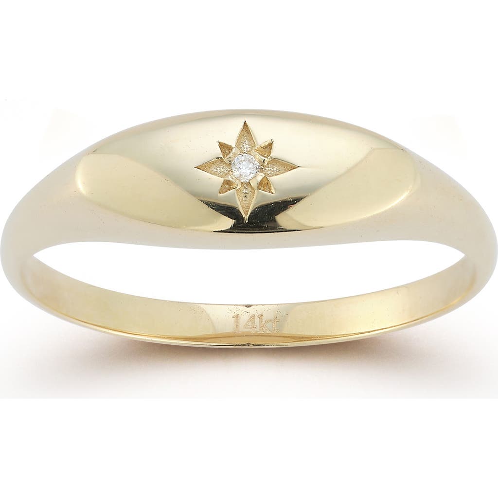 Ember Fine Jewelry Diamond Star Signet Ring In Gold