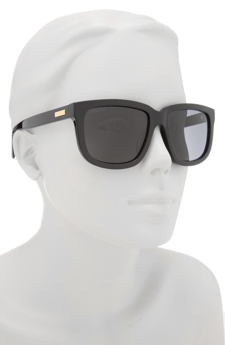 Gucci 55mm Square Sunglasses, Alternate, color, Black Black Grey