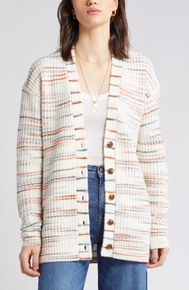 Caslon® Space Dye V-Neck Rib Cardigan | Nordstrom