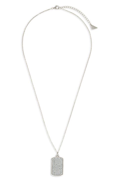 Pavé Cubic Zirconia Rectangle Pendant Necklace