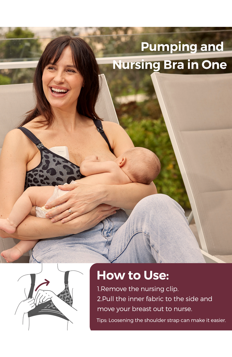 Momcozy Stretch Fabric Pumping Bra, Alternate, color, Leopard Black