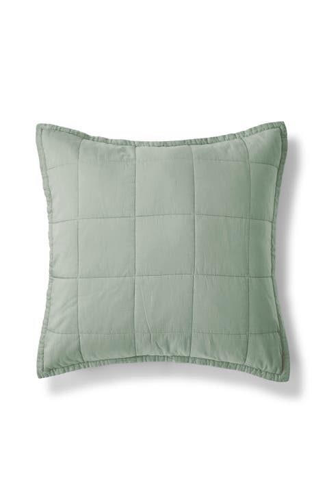 Laundered Cotton Luxury Percale Quilted Sham Pair