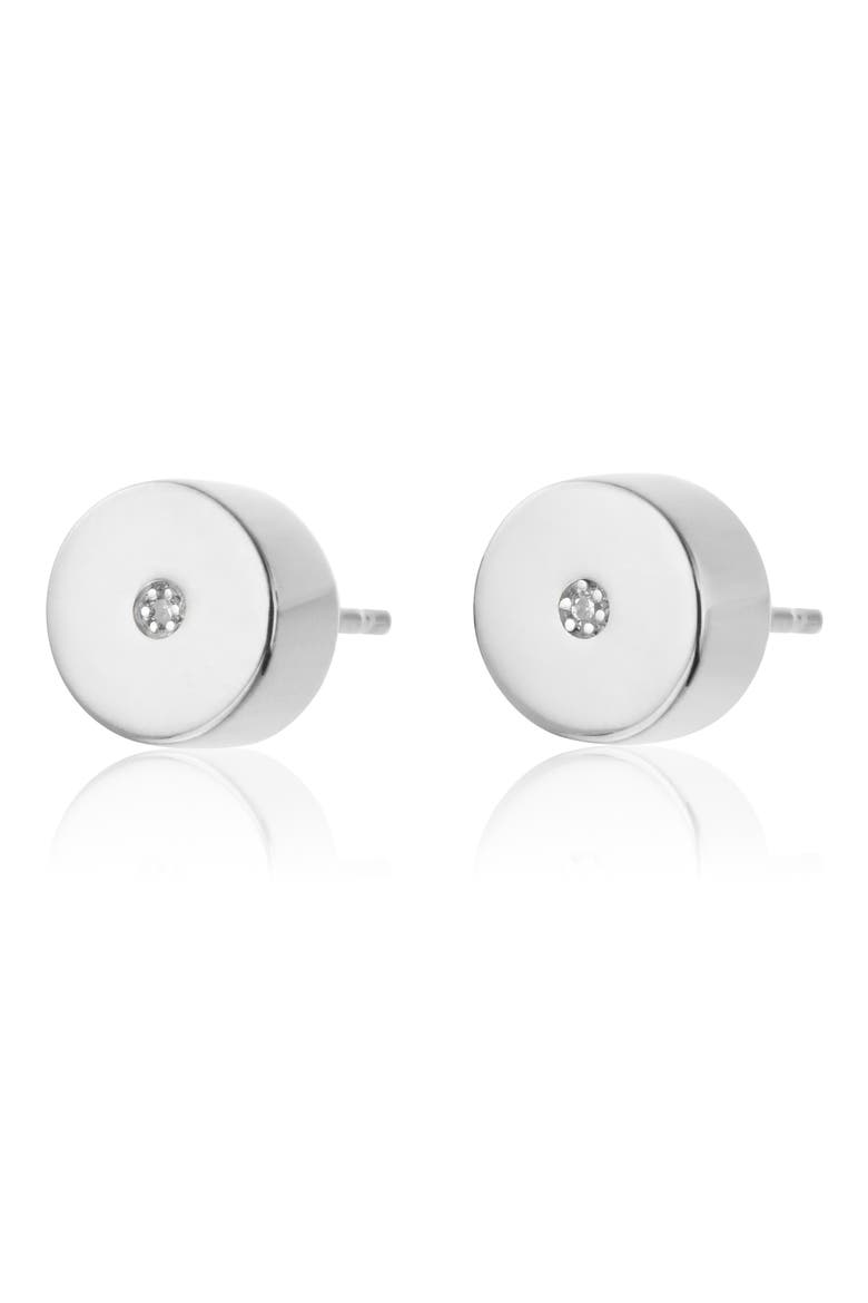 Linear Solo Diamond Stud Earrings, Alternate, color, SILVER/ DIAMOND