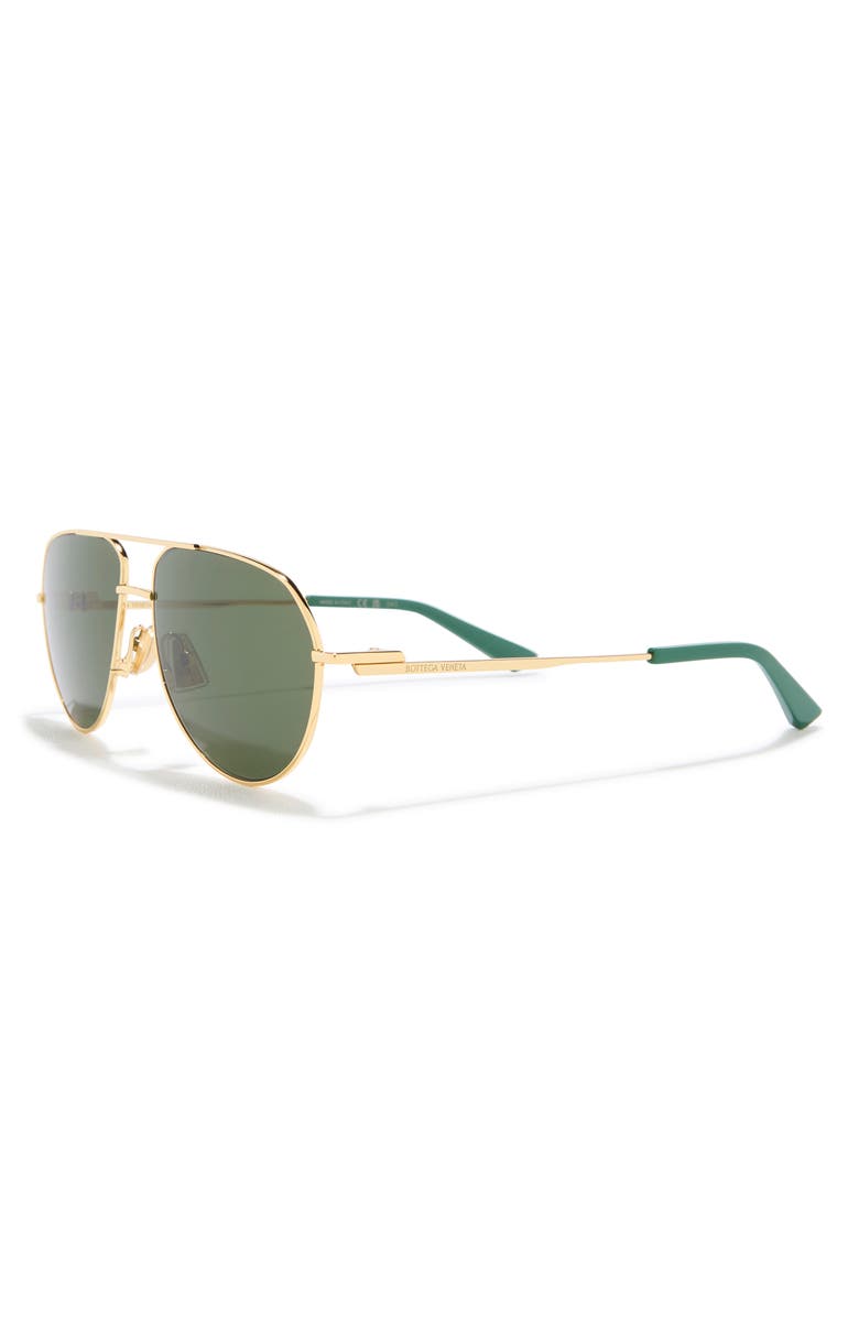 Bottega Veneta 57mm Aviator Sunglasses, Alternate, color, Gold Gold Green
