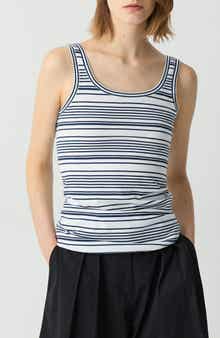 Theory Bram Stripe Pima Cotton Tank