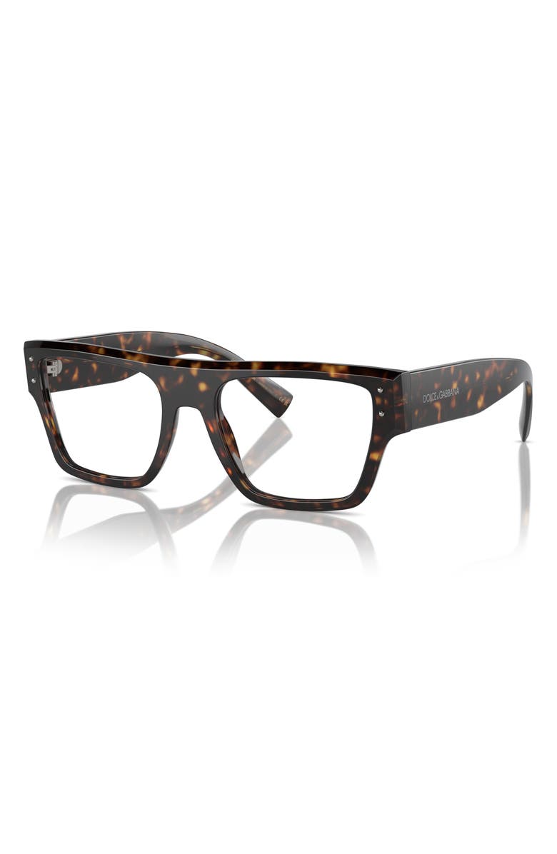 Dolce&Gabbana 52mm Square Optical Glasses, Alternate, color, Havana