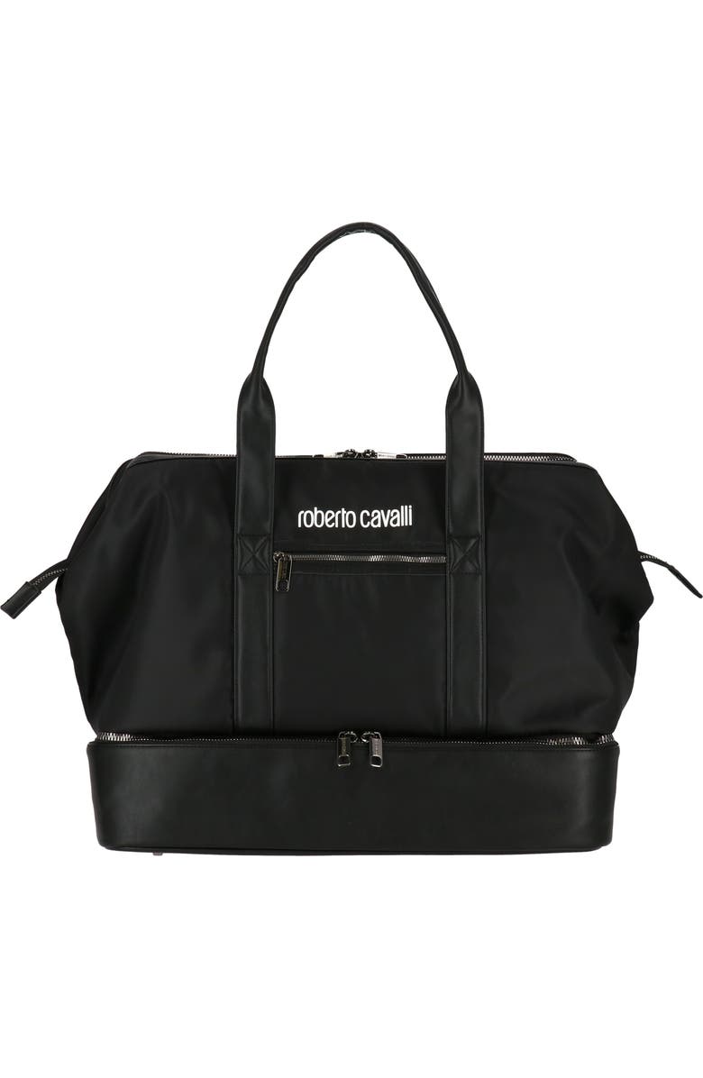 Roberto Cavalli Causal Drop Bottom Nylon Duffle Bag, Main, color,
