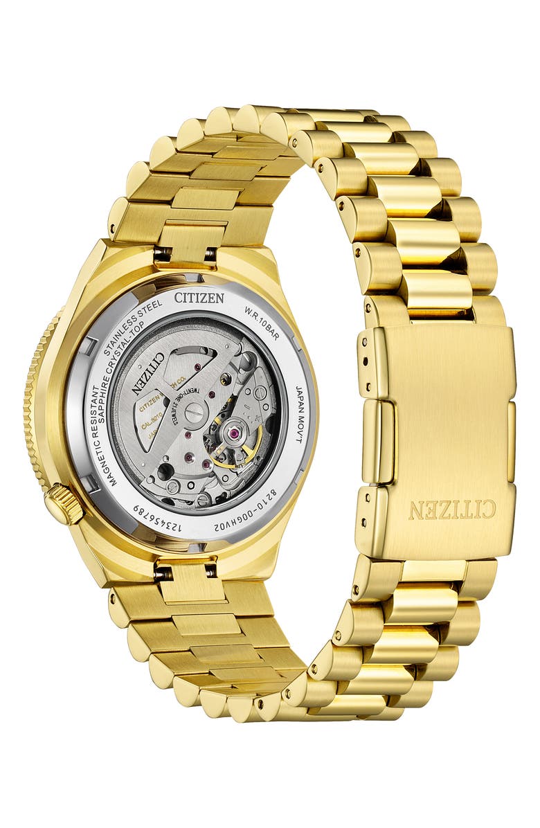 Citizen TSUYOSA Shore Goldtone Automatic Bracelet Watch, 40mm, Alternate, color, Green/ Gold-Tone