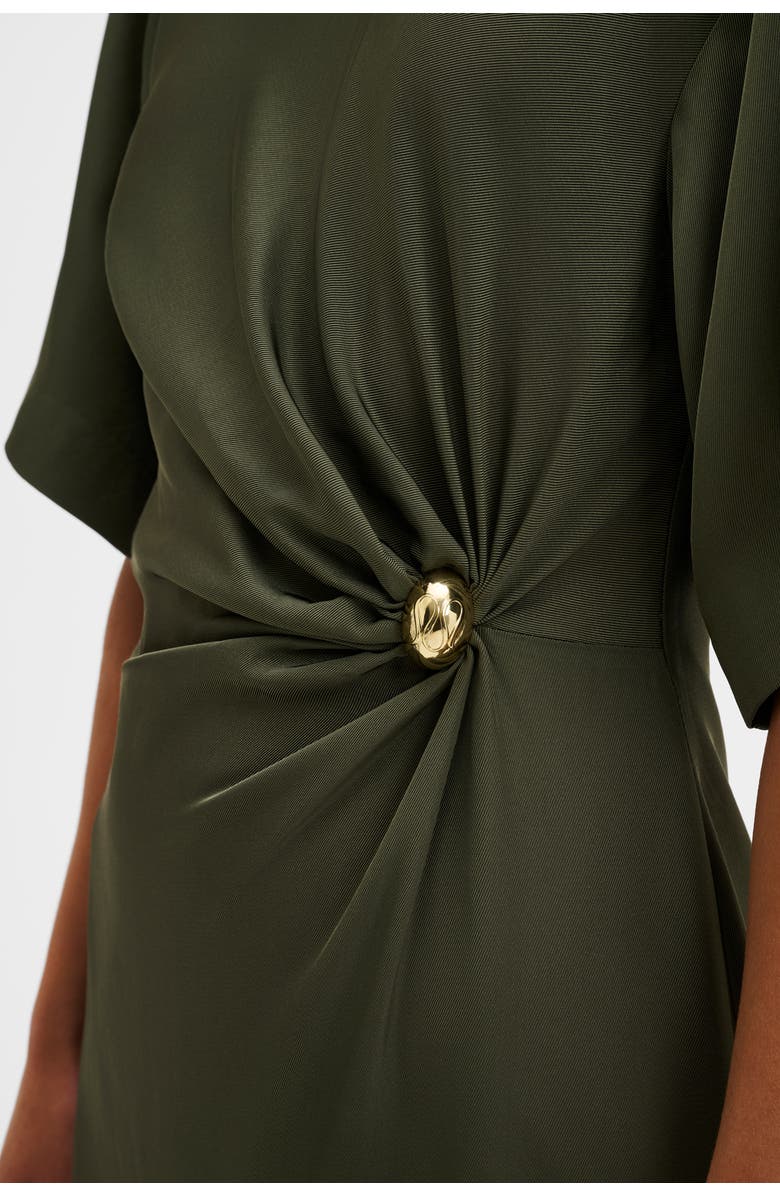 Malina Zilla Brooch Detailed Maxi Dress, Alternate, color, Dusty Olive