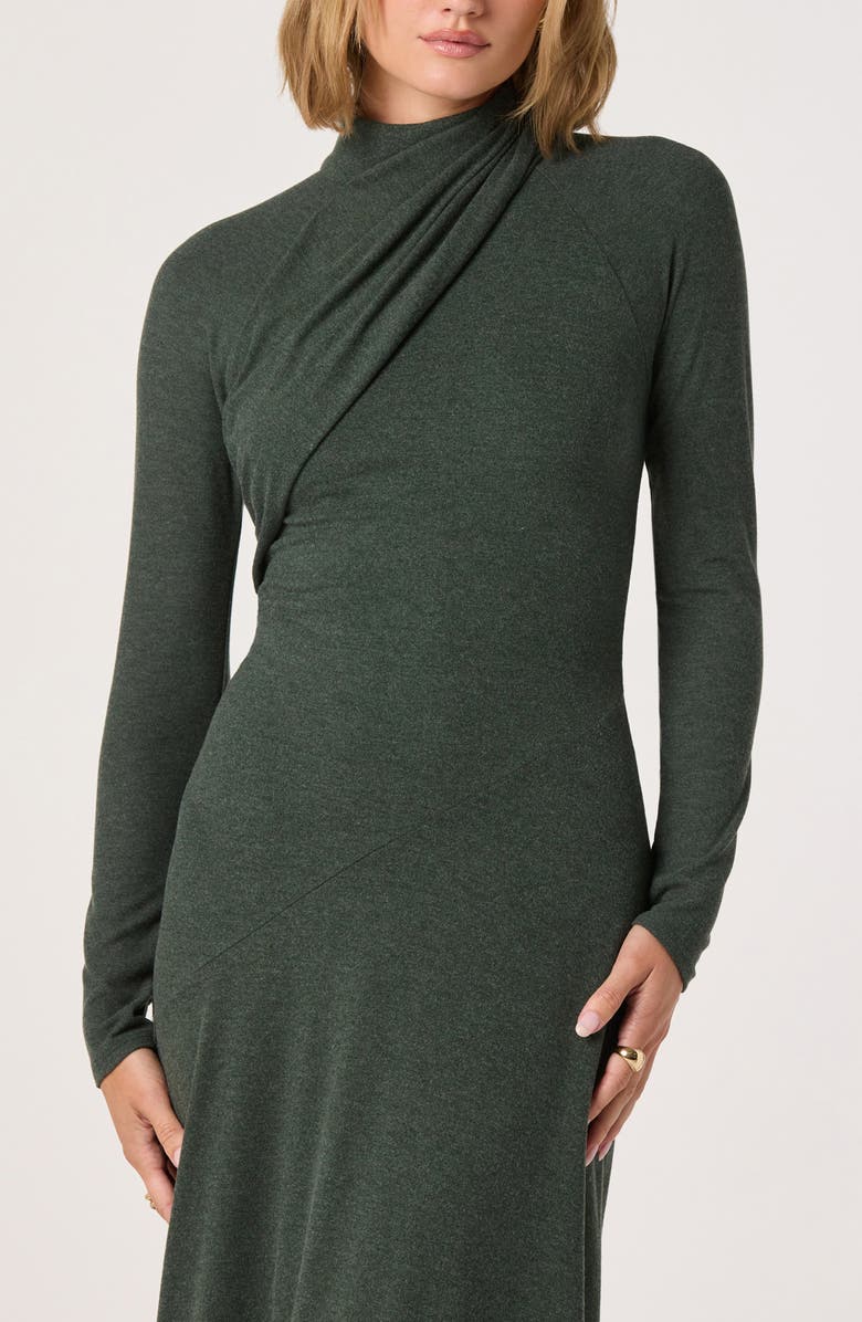 ASTR the Label Long Sleeve Mock Neck Dress, Alternate, color, Heather Green