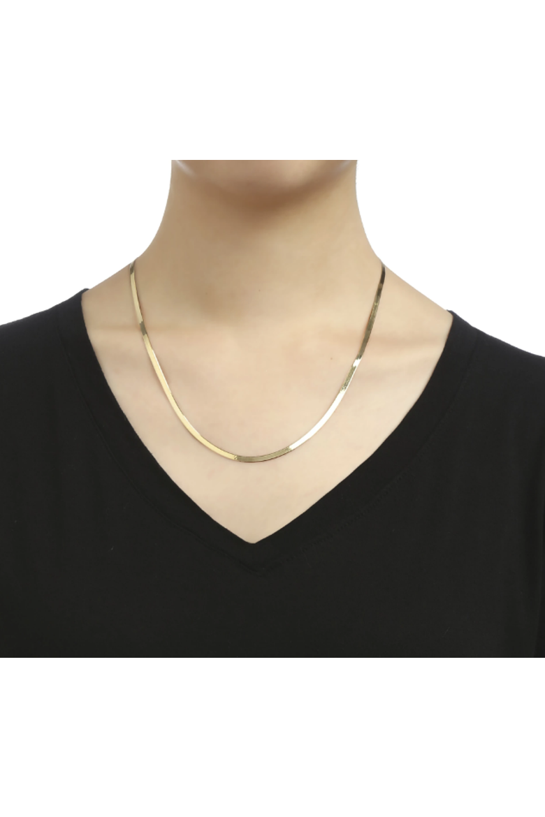 Gold-Tone Sterling Silver Herringbone Necklace, Alternate, color, Yellow