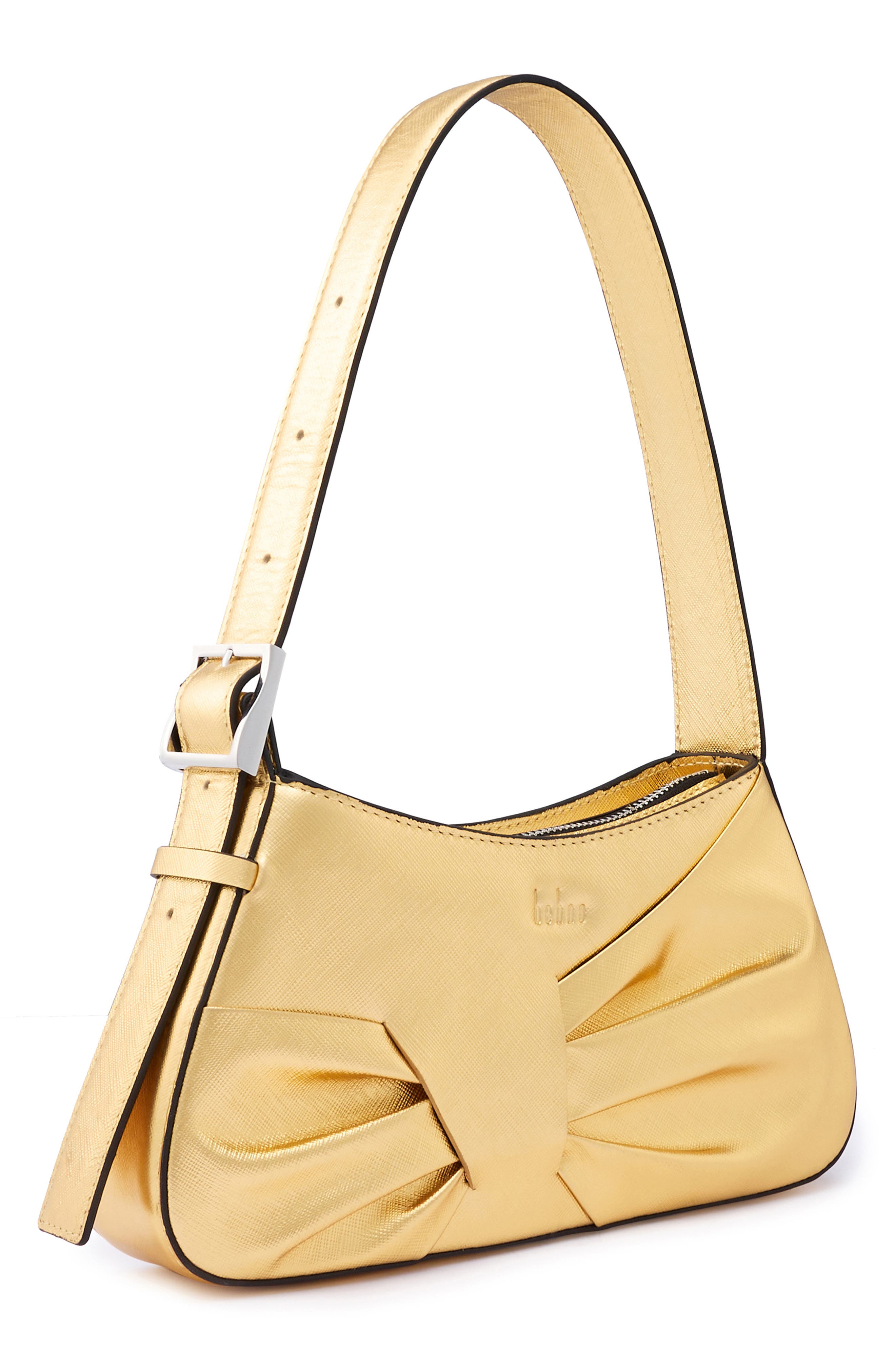 Mini Leena Crosshatched Metallic Leather Shoulder Bag, Alternate, color, GOLD