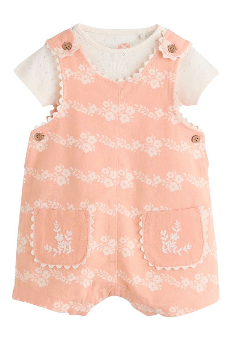 Orange Floral Romper & Bodysuit Set, Main, color, CORAL