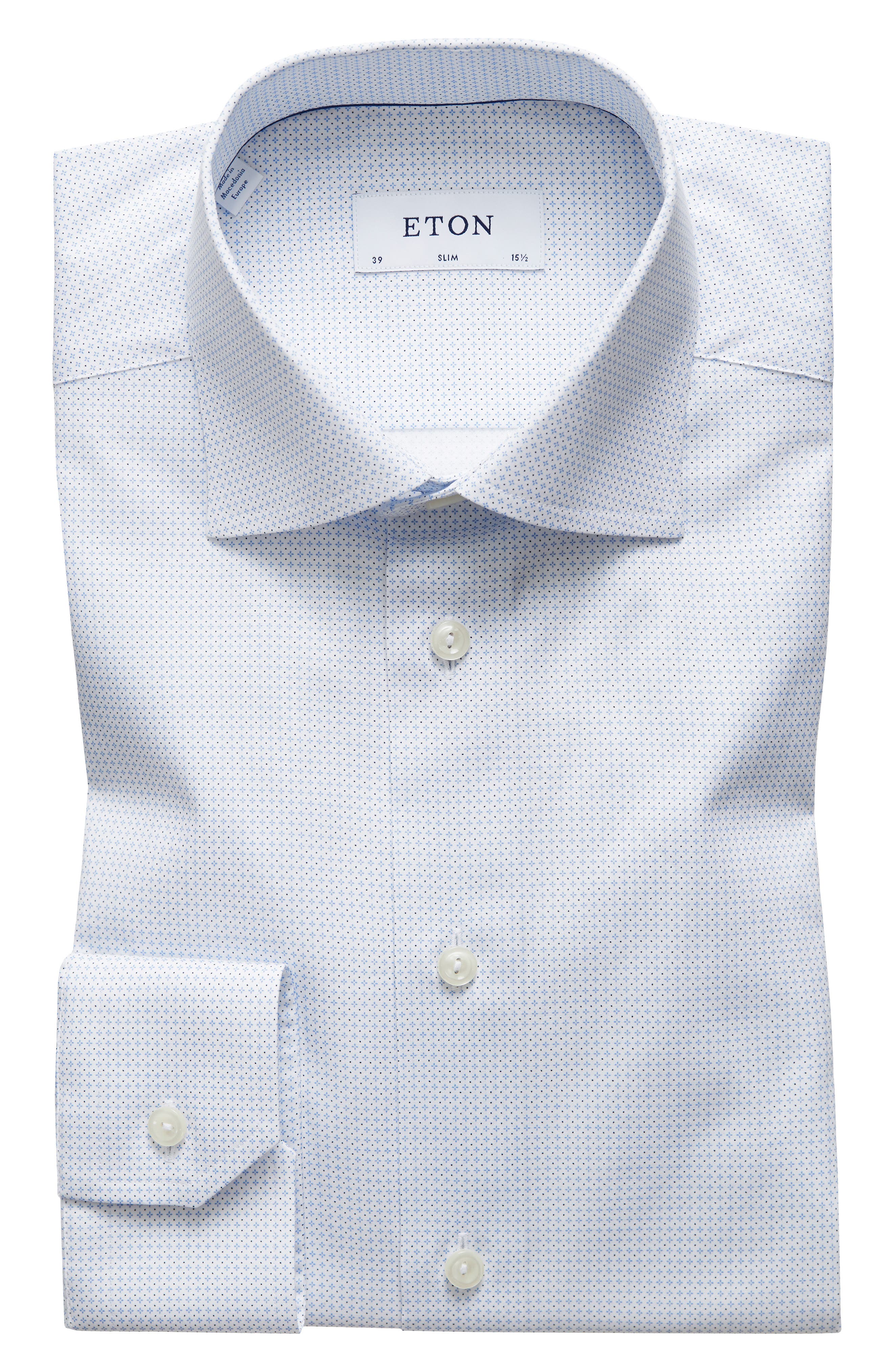 Eton Slim Fit Dot Print Dress Shirt