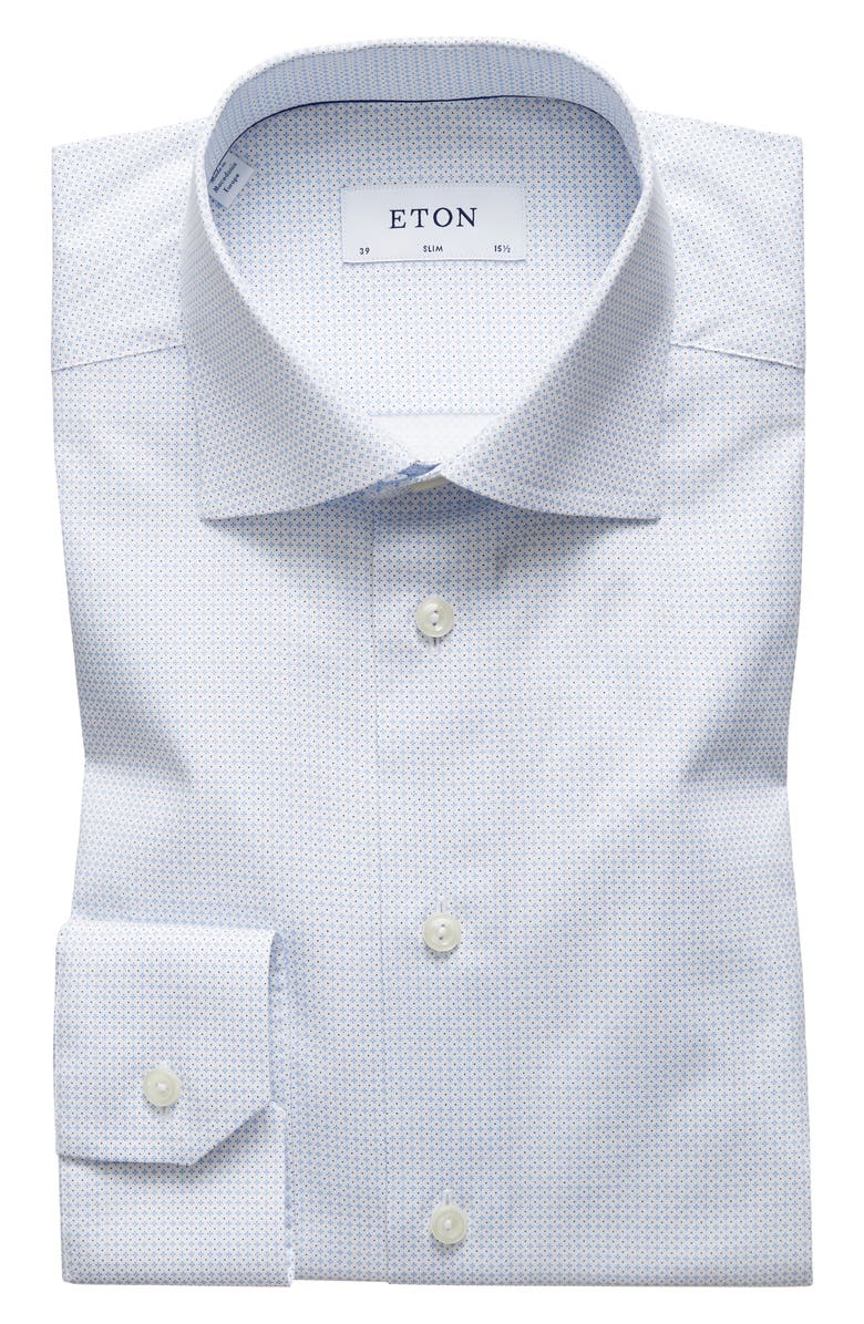 Eton Slim Fit Dot Print Dress Shirt, Main, color, 