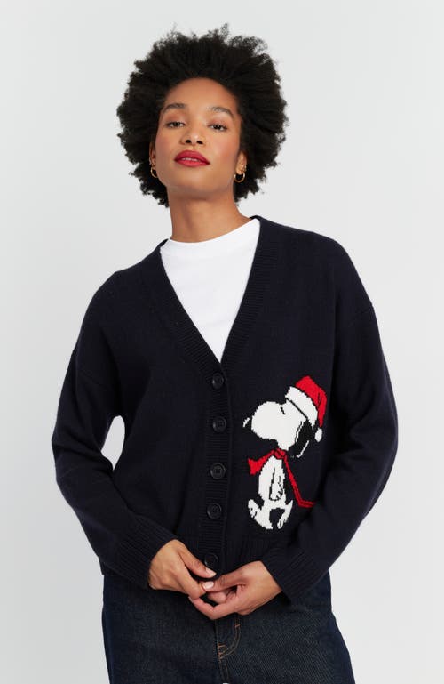 Chinti & Parker Wool-cashmere Holiday Snoopy Cardigan In Black