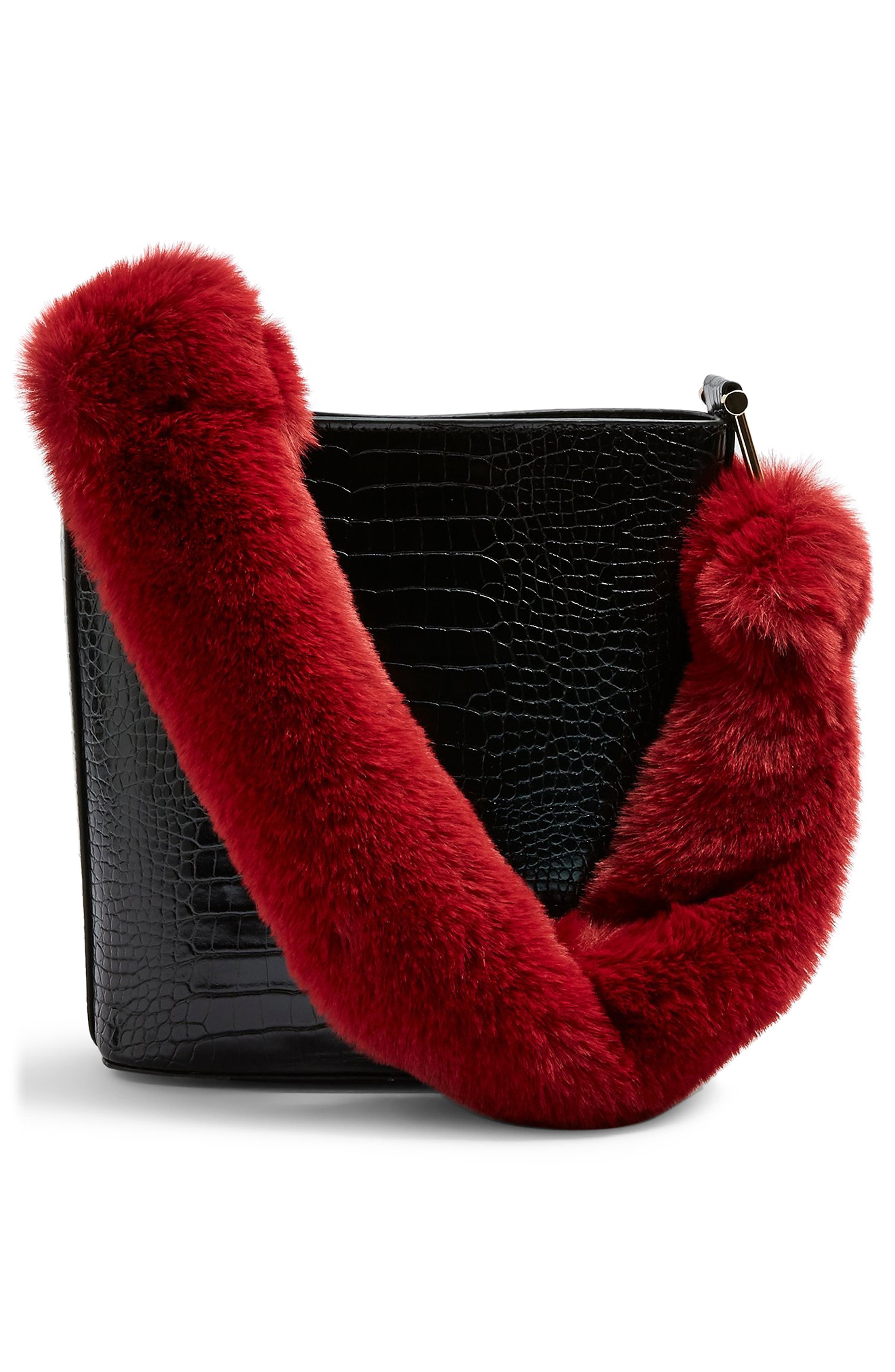 Topshop Tess Faux Fur Handle Tote Bag, Alternate, color, 
