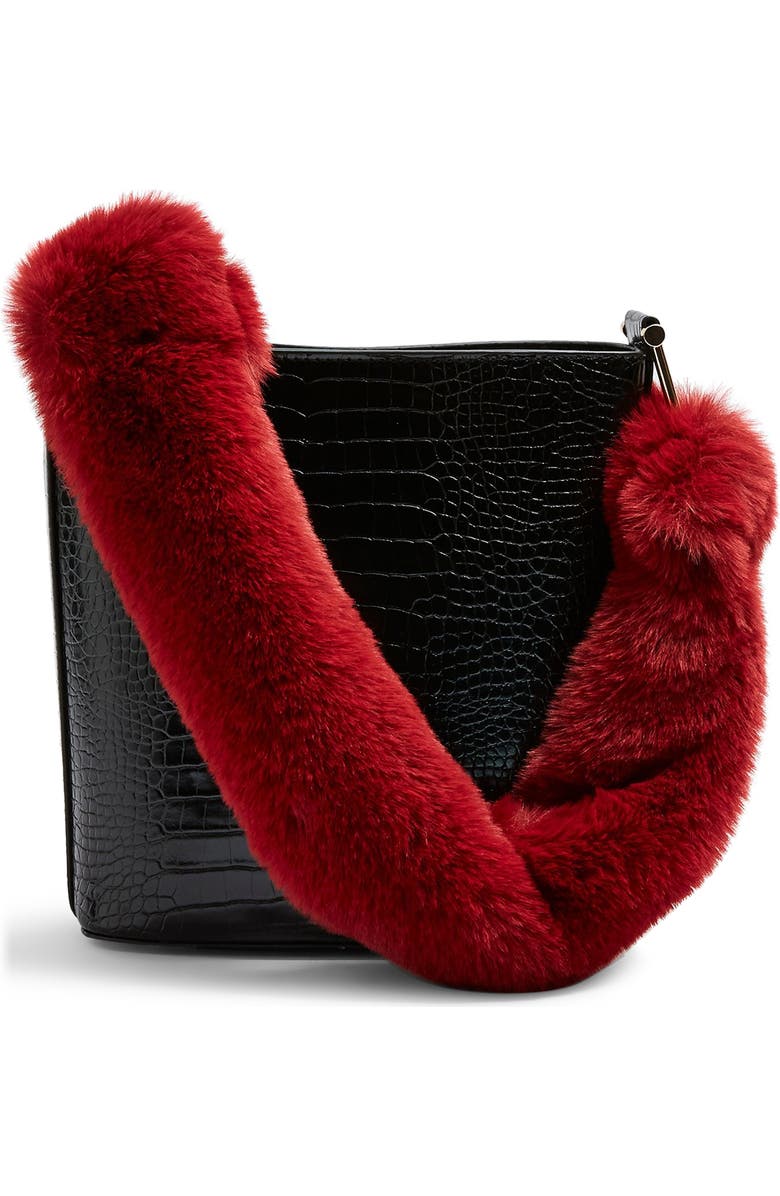 Topshop Tess Faux Fur Handle Tote Bag, Alternate, color,