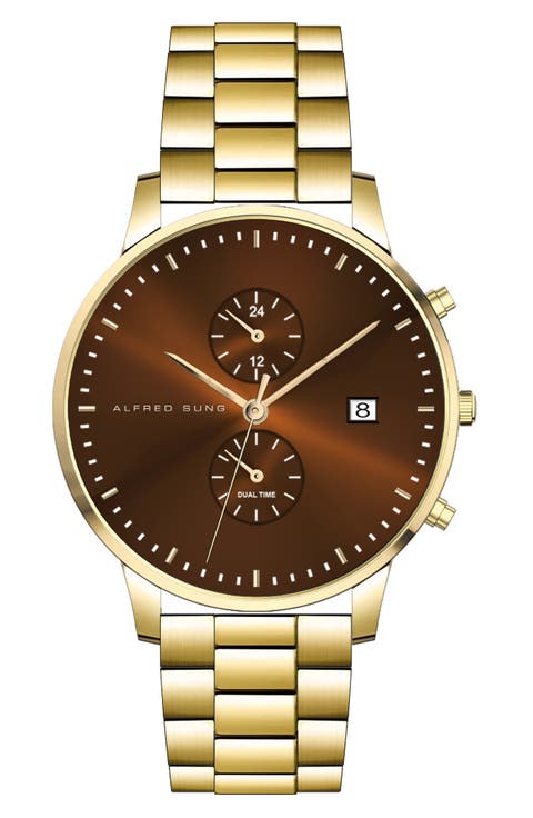 Dual Time Quartz Bracelet Watch, 42mm