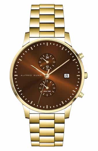 Alfred Sung Dual Time Quartz Bracelet Watch, 42mm