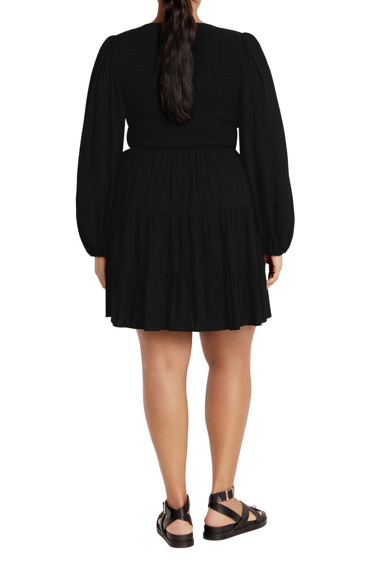 Iris Arielle Balloon Sleeve Minidress, Alternate, color, BLACK