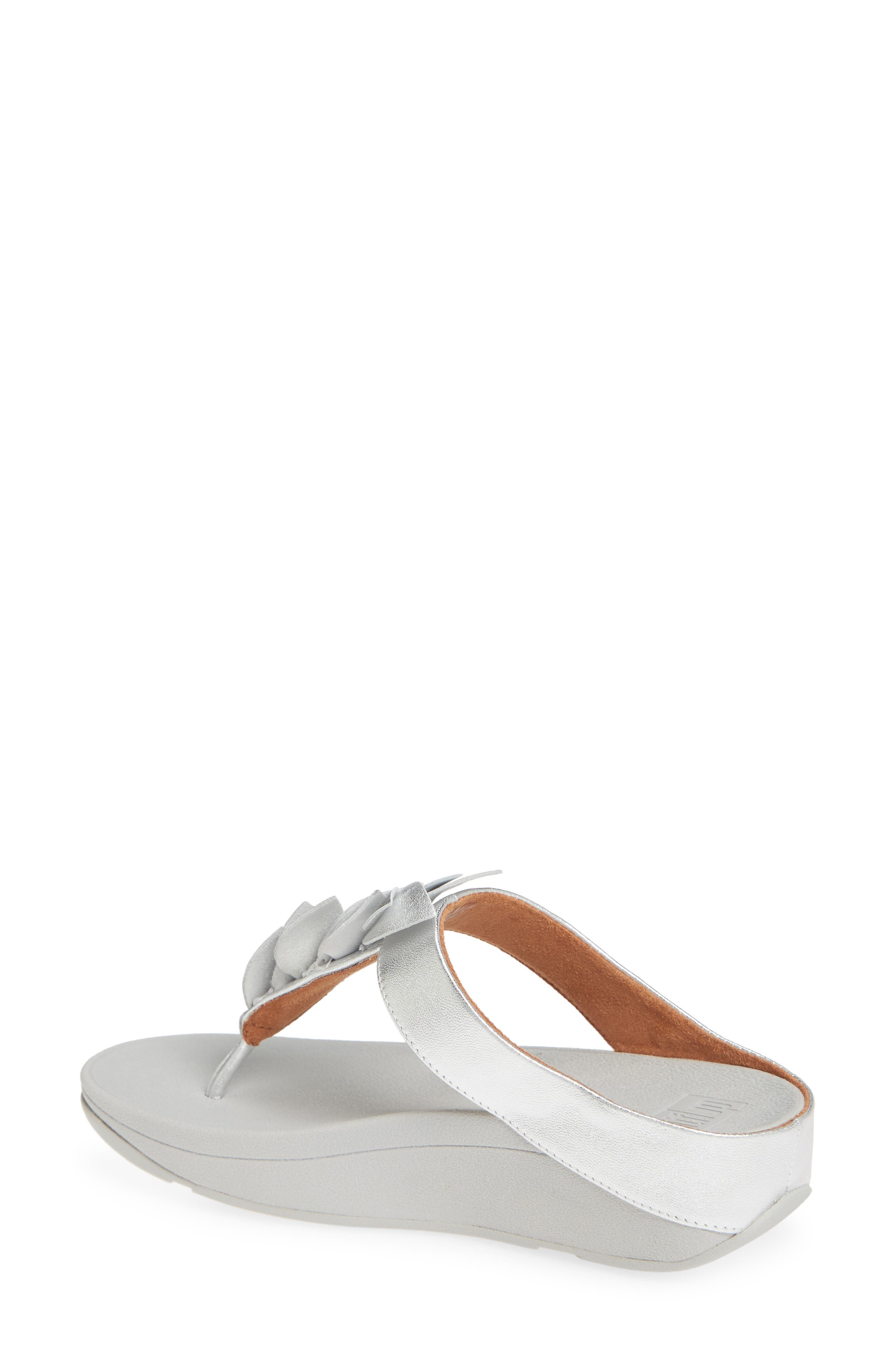 Fino Leaf Flip Flop, Alternate, color, SILVER LEATHER