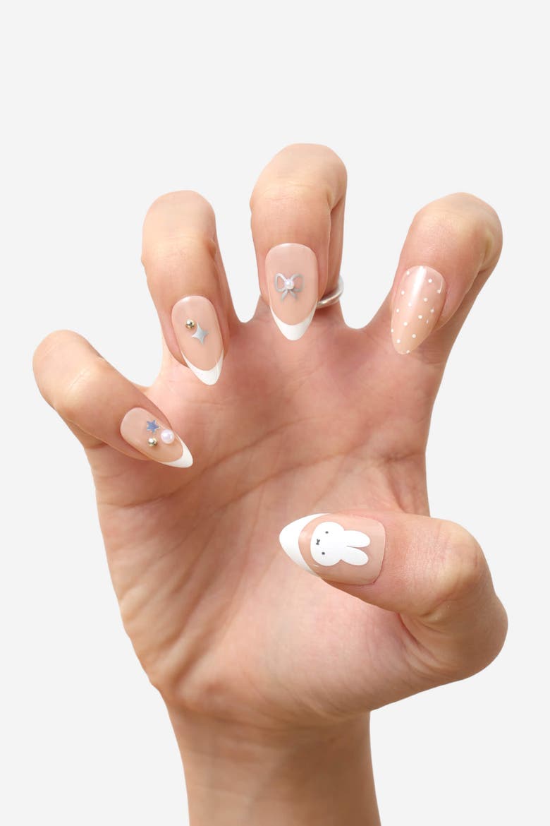 Fruity Miffy Almond Press On Nails, Alternate, color, Beige
