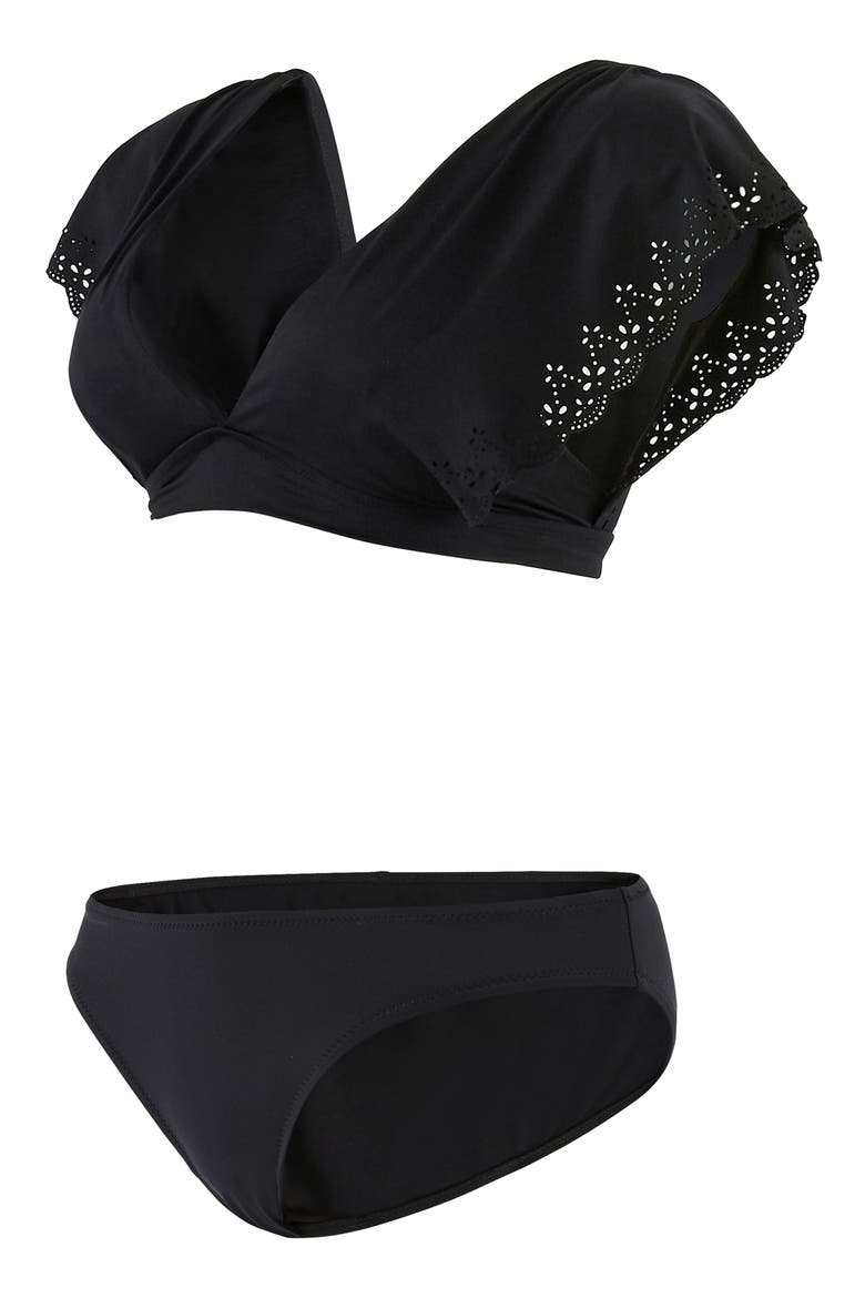 Bloom Two-Piece Maternity Swimsuit, Alternate, color, BLACK