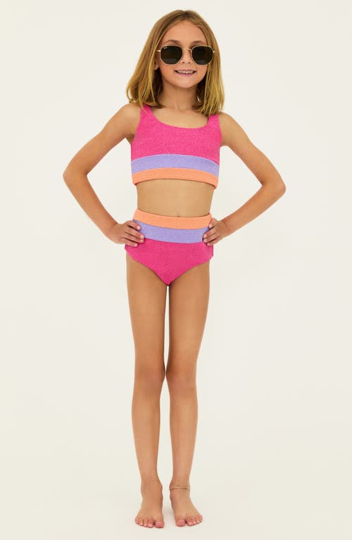 Beach Riot Kids' Lil Mackenzie Two-piece Swimsuit In Coral Bay Colorblock
