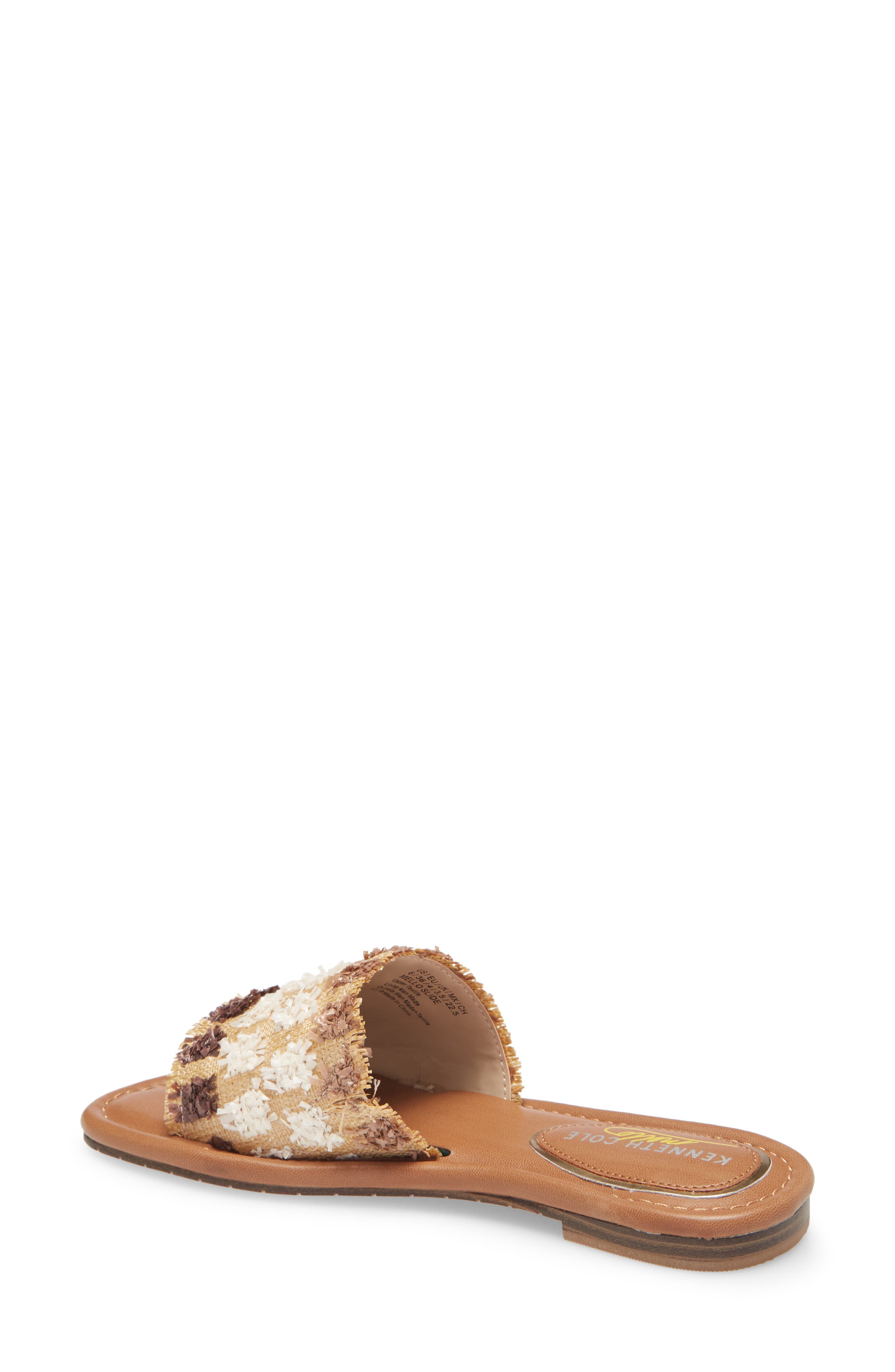 Mello Raffia Slide Sandal, Alternate, color, BROWN LEATHER