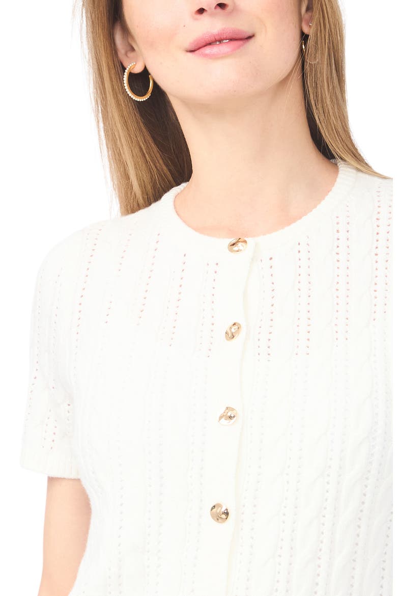 Short Sleeve Pointelle Knit Sweater, Alternate, color, NEW IVORY