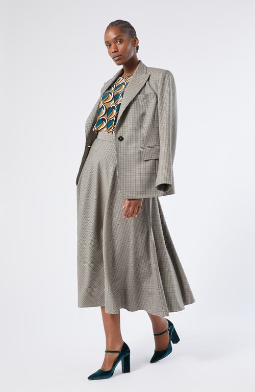 Marina Rinaldi Caliga Plaid Wool Blazer In Gray