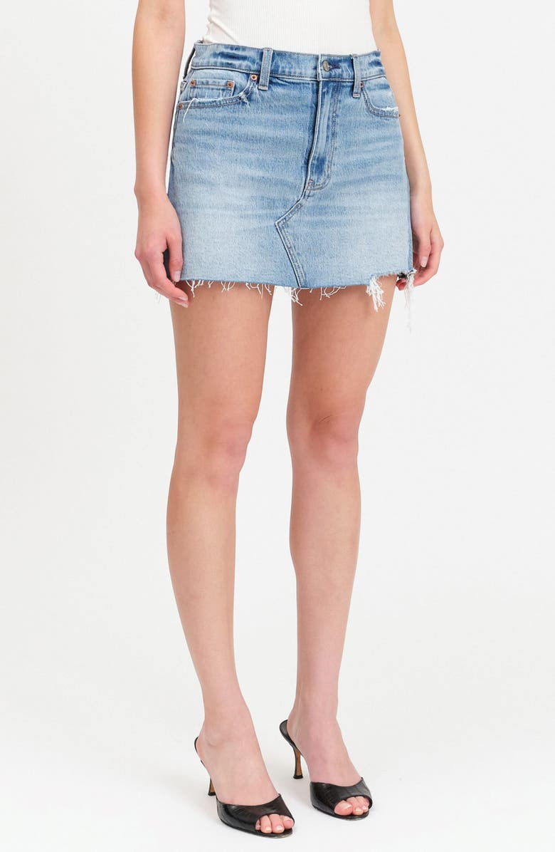 DAZE Malibu Distressed Cutoff Denim Miniskirt, Alternate, color, Obviously Vintage