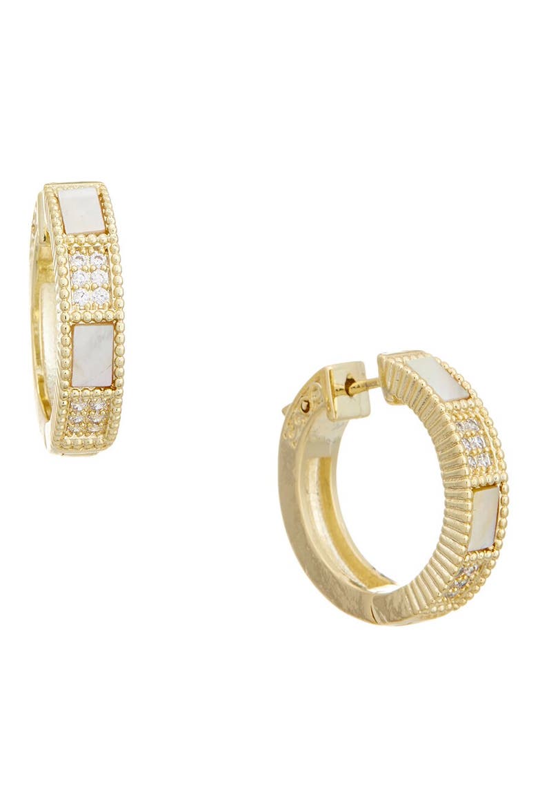 Cubic Zirconia Huggie Hoop Earrings, Main, color, YELLOW GOLD