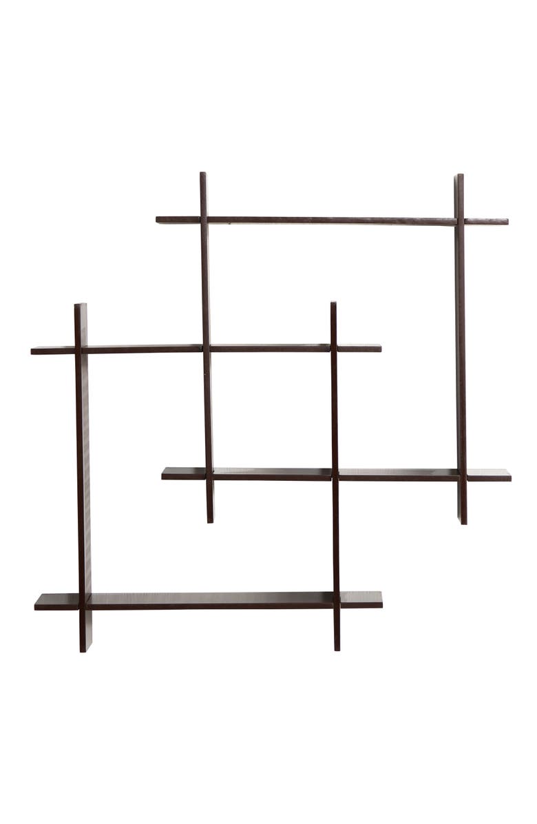 NEARLY NATURAL 32-in Floating Wall Shelves, Main, color, Brown